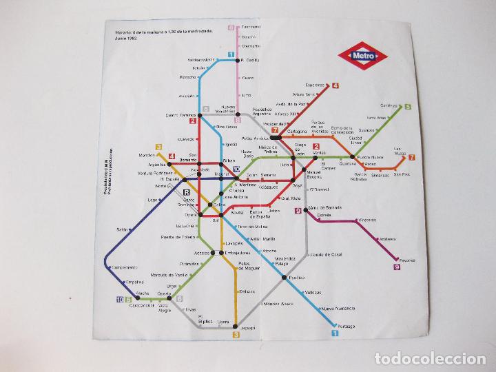 Mapas contempor&aacute;neos: PLANO DE BOLSILLO DEL METRO DE MADRID - JUNIO DE 1982 - Foto 2