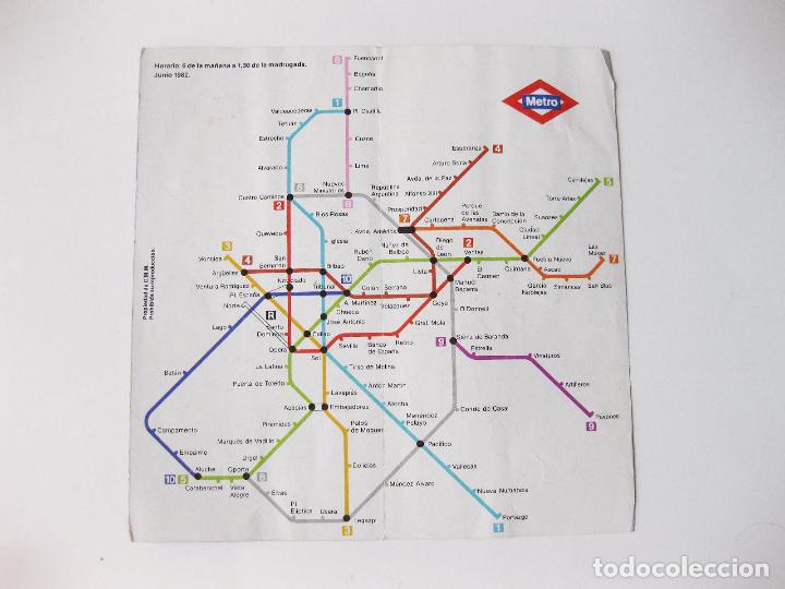 Mapas contempor&aacute;neos: PLANO DE BOLSILLO DEL METRO DE MADRID - JUNIO DE 1982 - Foto 2
