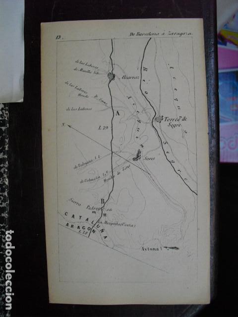 Mapas contempor&acirc;neos: 1860 HOJA DEL ITINERARIO DE BARCELONA A ZARAGOZA ( ZONA TORRES DE SEGRE)