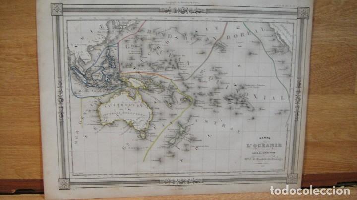 Mapas contempor&aacute;neos: mapa de oceania - barbie du bocage - a&ntilde;o 1846 - coloreado