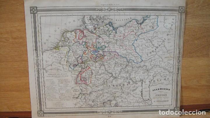 Contemporary maps: mapa de alemania y prusia - a. vuillemin - a&ntilde;o 1846 - coloreado