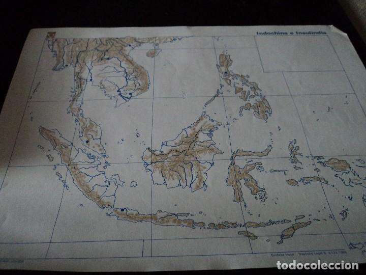 Mapas contempor&acirc;neos: MAPA DE INDOCHINA E INSULANDIA VICENS VIVES PARA RELLENAR POR LOS ALUMNOS 1965 32 X 24 CM
