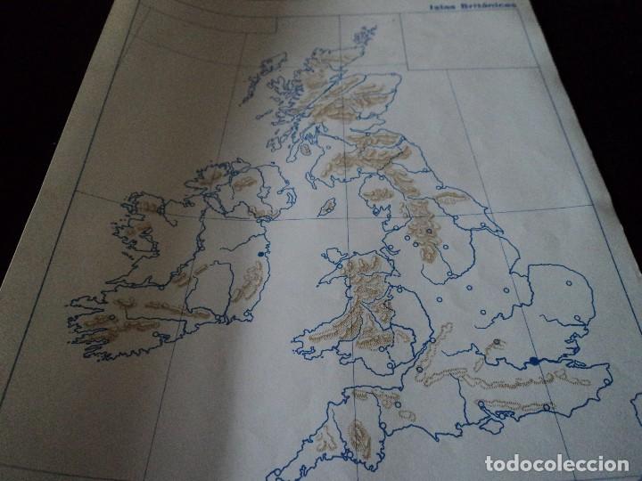 Mapas contempor&acirc;neos: MAPA DE ISLAS BRITANICAS VICENS VIVES PARA RELLENAR POR LOS ALUMNOS 1965 32 X 24 CM