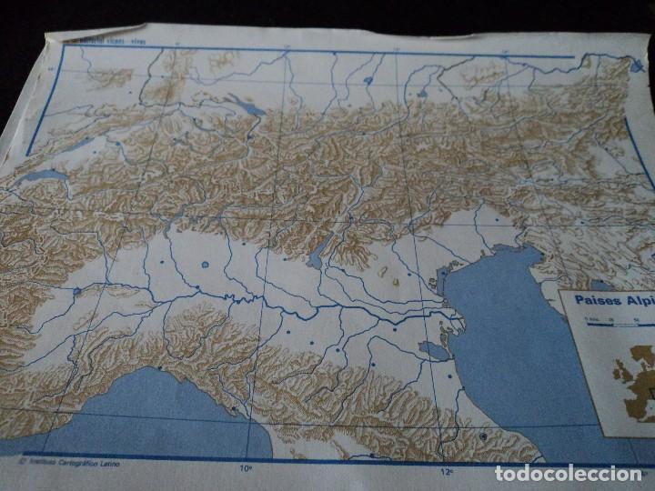 Mapas contempor&acirc;neos: MAPA DE PAISES ALPINOS VICENS VIVES PARA RELLENAR POR LOS ALUMNOS 1965 32 X 24 CM