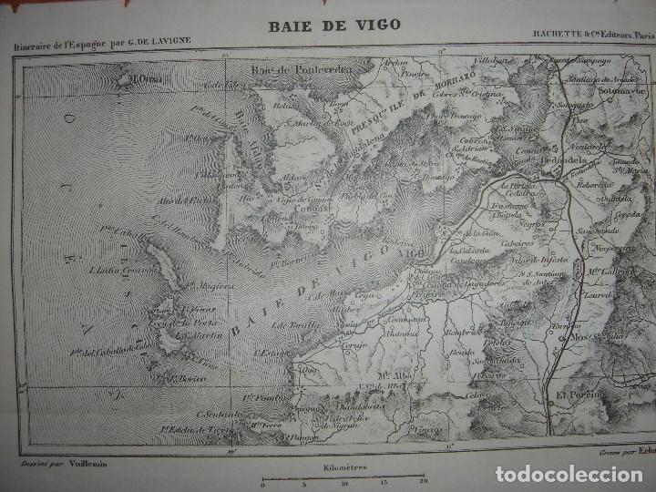 Mapas contempor&acirc;neos: DOCUMENTADO PLANO BAH&Iacute;A DE VIGO, PONTEVEDRA, GALICIA, ORIGINAL,PARIS, JOANNE, 1893.