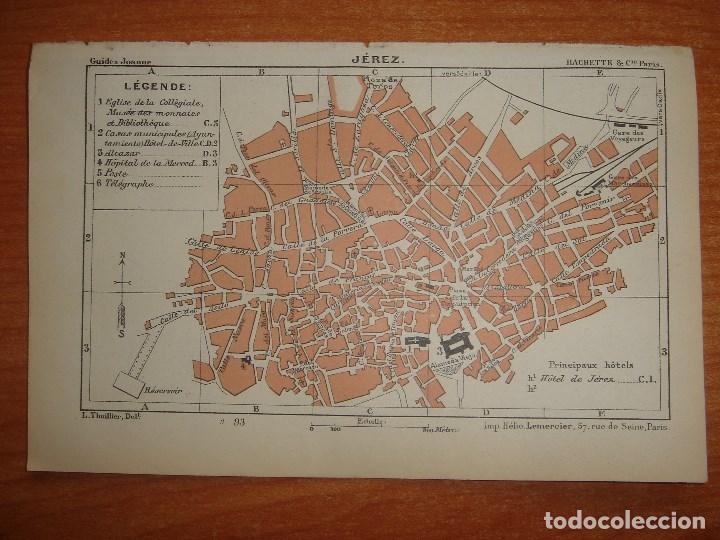 Mapas contempor&acirc;neos: DOCUMENTADO PLANO DE JEREZ, C&Aacute;DIZ, ANDALUC&Iacute;A, ORIGINAL,PARIS, JOANNE, 1893.