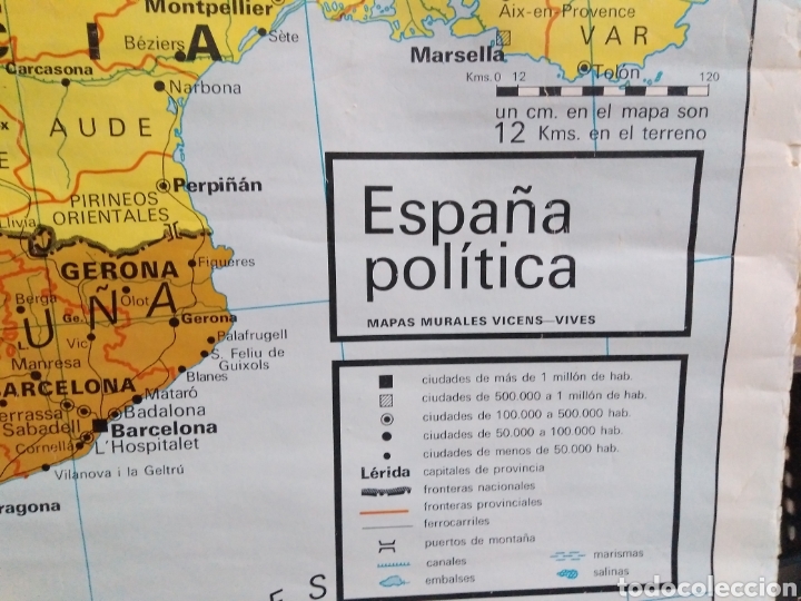 mapa escolar físico y político españa y portuga - Comprar Mapas  contemporâneos no todocoleccion