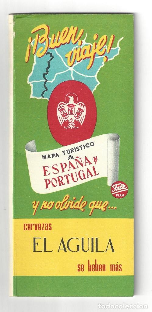 Mapas contempor&acirc;neos: MAPA TUR&Iacute;STICO DE ESPA&Ntilde;A Y PORTUGAL DE CERVEZAS EL AGUILA- 1971
