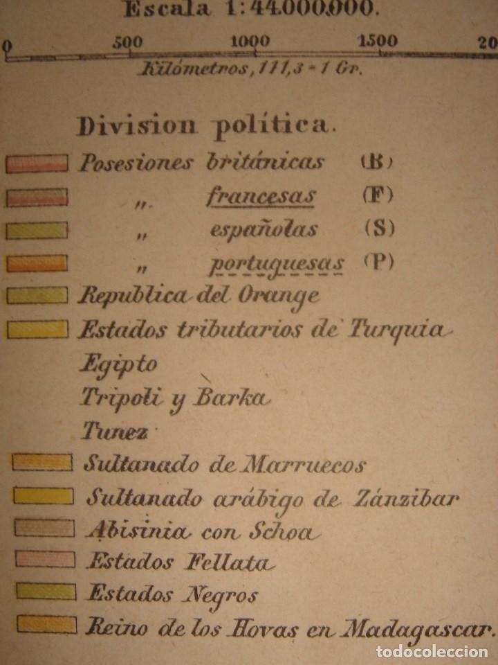 Mapas contempor&acirc;neos: MAPA &Aacute;FRICA COLONIAL, EN EL &Uacute;LTIMO CUARTO DEL XIX, ORIGINAL,1885, MADRID, MAPA EN ESPA&Ntilde;OL