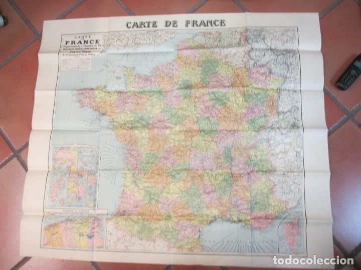 Mapas contempor&aacute;neos: FRANCIA Y COLONIAS - GRAN MAPA DESPLEGABLE ' TARIDE ' + - 1923, ESCALA 1/265.000 90x106CM EXCELENTE