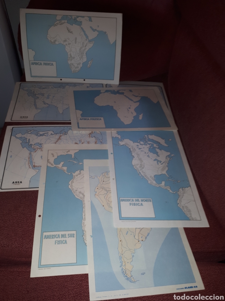 Zeitgen&ouml;ssische Karten: Lote 26 mapa planos SALVATELLA sin usar Asia, &Aacute;frica y Am&eacute;rica completa f&iacute;sico y pol&iacute;tico repetidos
