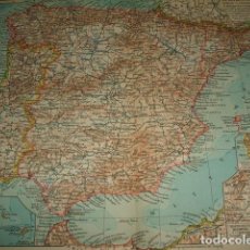 Mapas contemporáneos: MAPA DE ESPAÑA Y PORTUGAL AÑOS 20 IMPRESO EN ALEMANIA 22,5 X 30 CMTS. Lote 128850203