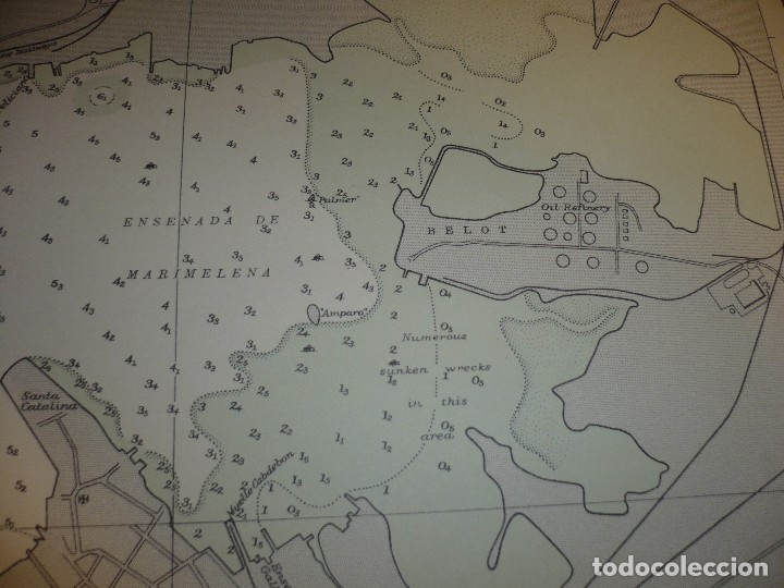 Mapas contempor&aacute;neos: CARTA MARITIMA WEST INDIES CUBA HABANA HARBOUR  140 CM X 86 CM