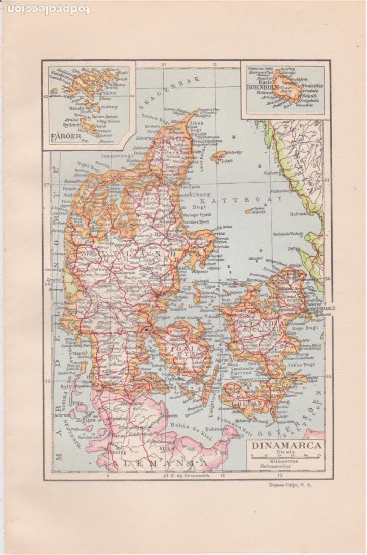 Mapas contempor&aacute;neos: Mapa de Dinamarca - 1954 - Foto 1