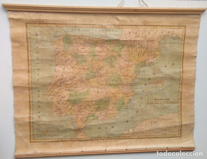 Contemporary maps: ANTIGUO MAPA POL&Iacute;TICO DE ESPA&Ntilde;A Y PORTUGAL