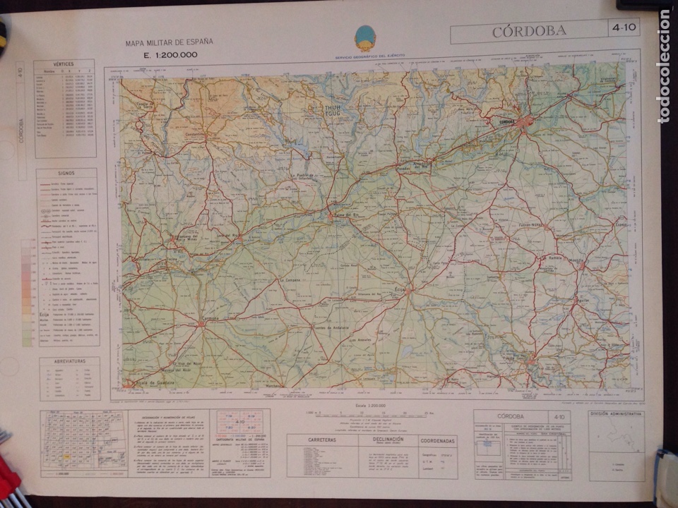 Mapas contempor&acirc;neos: Mapa militar de Espa&ntilde;a,Cordoba 4-10,E: 1:200.000,a&ntilde;o 1970.