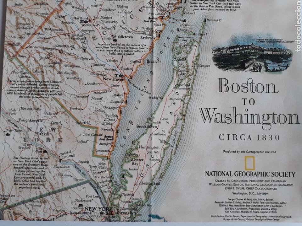 Zeitgen&ouml;ssische Karten: BOSTON TO WASHINGTON CIRCA 1830 MAPA NATUONAL GEOGRAPHIC SOCIETY 1994