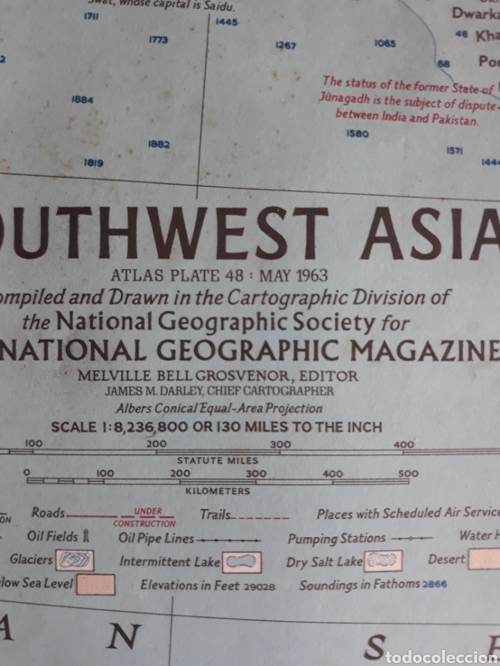 Mapas contempor&aacute;neos: SOUTHWEST ASIA MAPA 1963 - Foto 2
