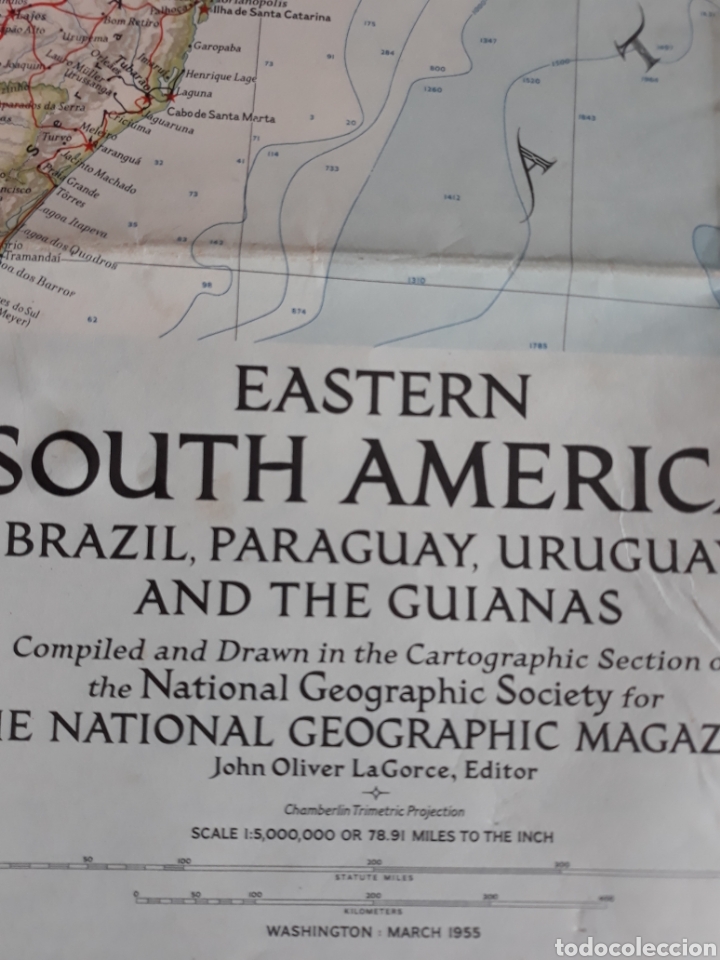 Zeitgen&ouml;ssische Karten: MAPA EASTERN SOUTH AM&Eacute;RICA BRAZIL, PARAGUAY,URUGUAY AND THE GUIANAS 1955
