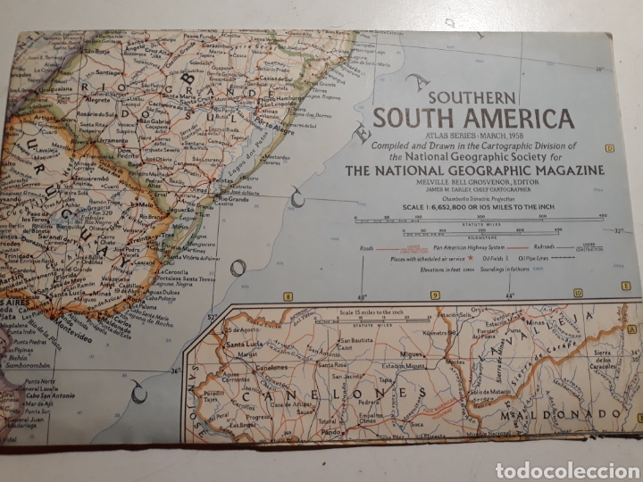 Zeitgen&ouml;ssische Karten: MAPA DESPLEGABLE SOUTHERN SOUTH AMERICA 1958