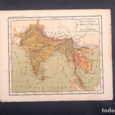 Mapas contemporáneos: MAPA S.XIX DE INDOCHINA, INDOSTAN, MAPA ANTIGUO, ATLAS, GEOGRAFÍA. G. ARTERO. Lote 154292762