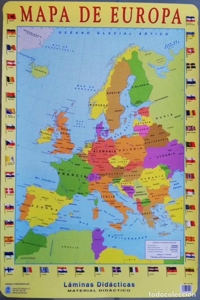 Mapas contempor&aacute;neos: Mapa de Europa - Did&aacute;ctico con banderas. - Foto 1