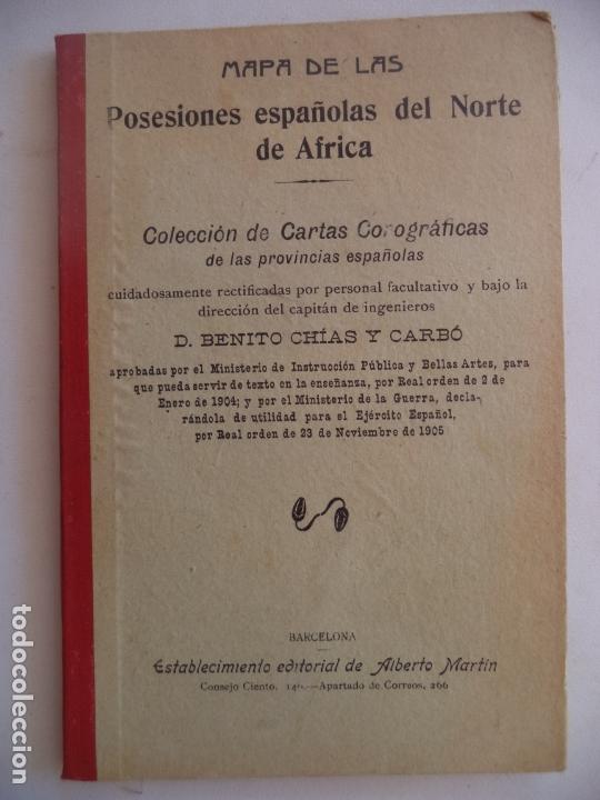 Contemporary maps: MAPA DE LAS POSESIONES ESPA&Ntilde;OLAS EN EL NORTE DE AFRICA,BENITO CHIAS.ENTELADO BUEN ESTADO