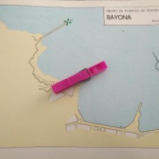 Mapas contemporáneos: AÑOS 60S PLANO MAPA PUERTOS MUELLES - GRUPO DE PUERTOS GALICIA PONTEVEDRA : LA GUARDIA Y BAYONA