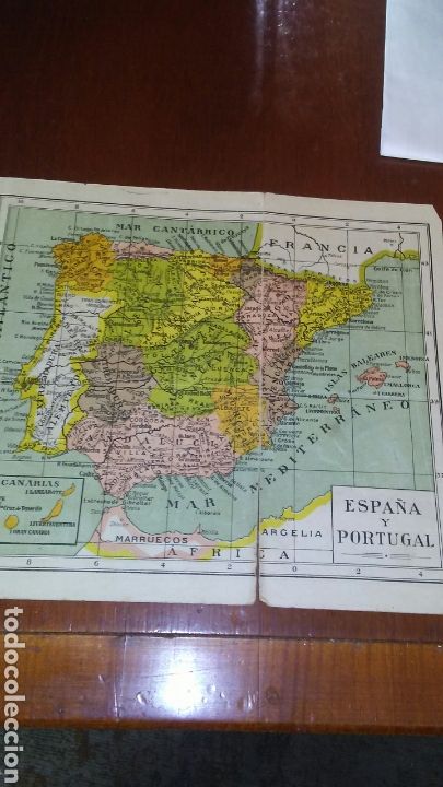 Mappe contemporanee: Antigua hoja con mapa de Espa&ntilde;a y Europa ,doble cara a&ntilde;os 40