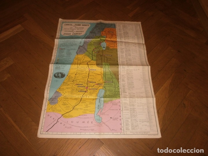 Mappe contemporanee: Mapa Carte de la Terre Sainte pour Le Pelerin - G&eacute;ographie Historique Medida 69 X 50 cm. buen estado