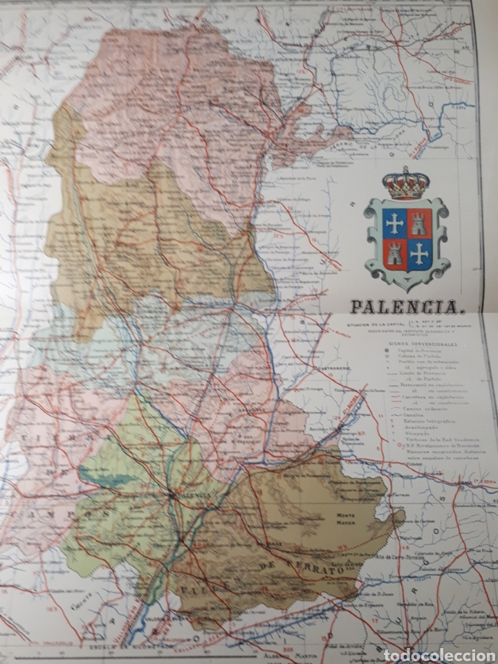 Mapas contempor&aacute;neos: MAPA DE PALENCIA A&Ntilde;O1915 50X37 CMS. - Foto 1