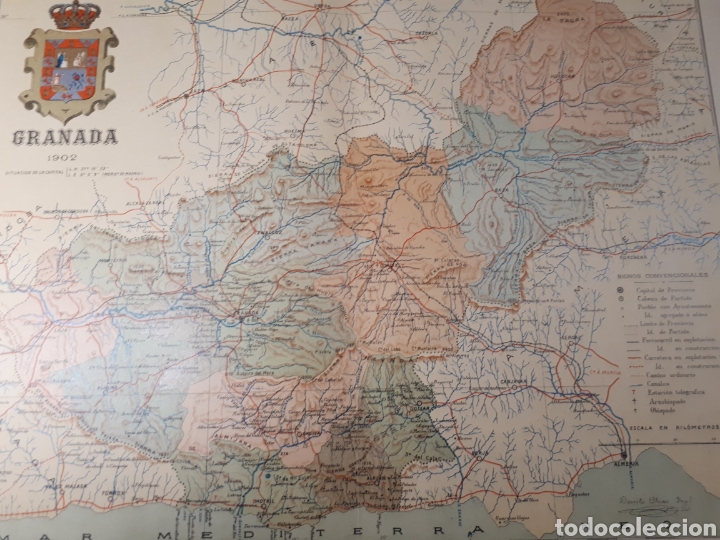 Mapas contempor&aacute;neos: MAPA DE GRANADA A&Ntilde;O 1902 45X35 CMS - Foto 1