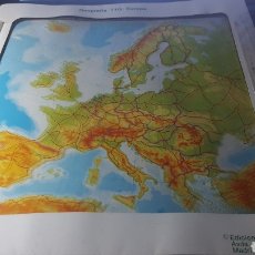Mapas contemporáneos: TRANSPARENCIA. MAPA ESCOLAR DE EUROPA AÑOS 70. GEOGRAFIA; CAPITALES, CORDILLERAS. A TODO COLOR