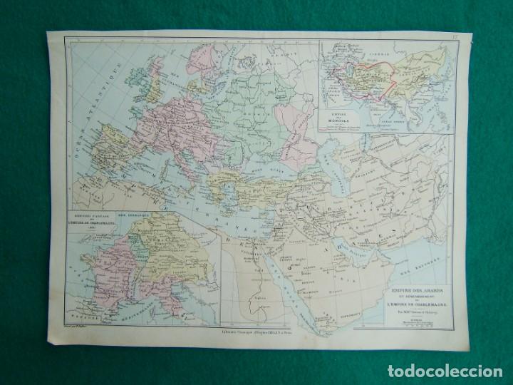 Zeitgen&ouml;ssische Karten: IMPERIO DE LOS ARABES-DESAPARICION DE CARLOMAGNO-MONGOLES-TODA EUROPA ARABIA ASIA-EGIPTO-11-1888...