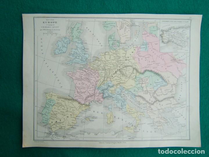 Zeitgen&ouml;ssische Karten: EUROPA 1455/1558 EN LA EPOCA DE CARLOS V-CHARLES QUINT-TODA EUROPA Y GUERRAS DE ITALIA-15-1888...