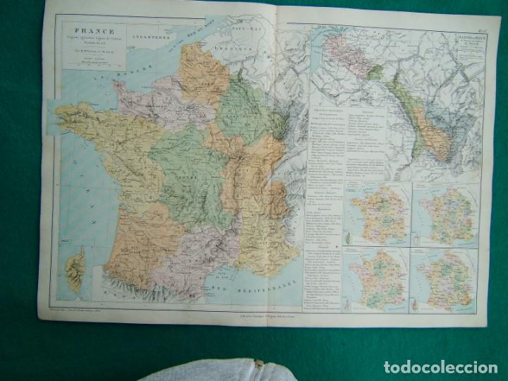 Mapas contempor&aacute;neos: FRANCIA REGIONES AGRICOLAS-LINEAS DE CULTURA-PRODUCTOS DEL SUELO-FRANCE CORSE-RHIN-28-1888...
