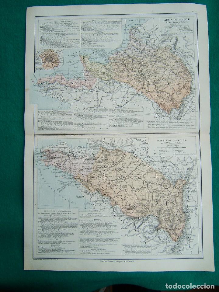 Zeitgen&ouml;ssische Karten: CUENCA DEL SENA Y DEL LOIRA-FRANCIA-INDUSTRIAS PRINCIPALES-QUIMICAS-ALIMENTACION-MECANICAS-29-1888..