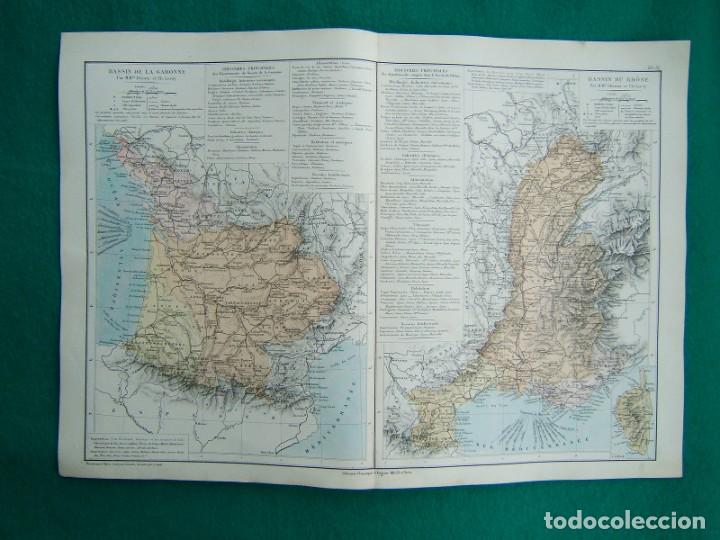 Mapas contempor&aacute;neos: CUENCA DEL GARONA Y RODANO-BASSIN DE LA GARONNE DU RHONE-CORCEGA-TODAS LAS INDUSTRIAS-30-1888...