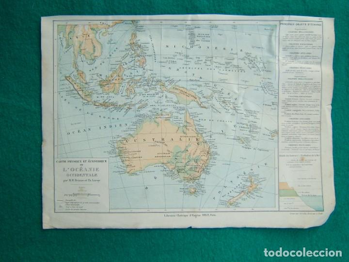 Mapas contempor&aacute;neos: MAPA FISICO Y ECONOMICO OCEANIA OCCIDENTAL-NUEVA ZELANDA-AUSTRALIA-GUINEA-MALASIA-SUMATRA-54-1888...