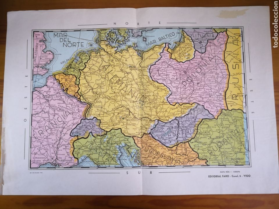 Zeitgen&ouml;ssische Karten: Antiguo Mapa de Europa, Editorial Faro, 64x44cm