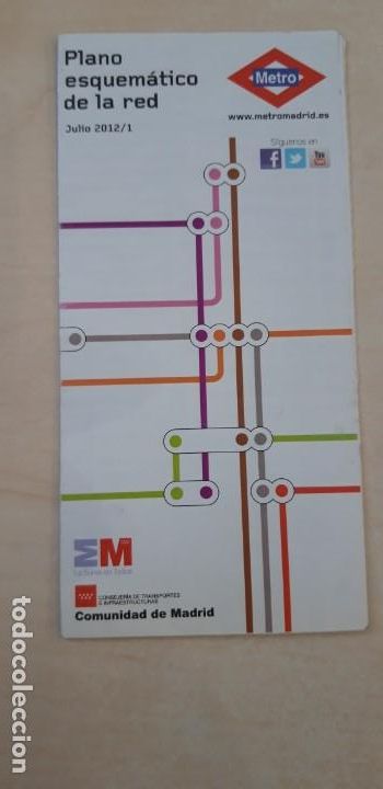 Mapas contempor&aacute;neos: 1 PLANO DEL ** METRO DE MADRID ** A&Ntilde;O 2012/1