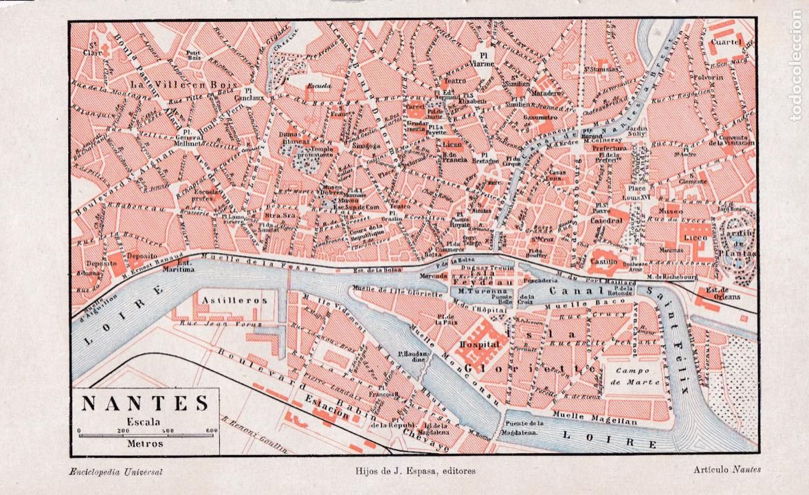 Mapas contempor&aacute;neos: Mapa NANTES * FRANCIA * - 1927