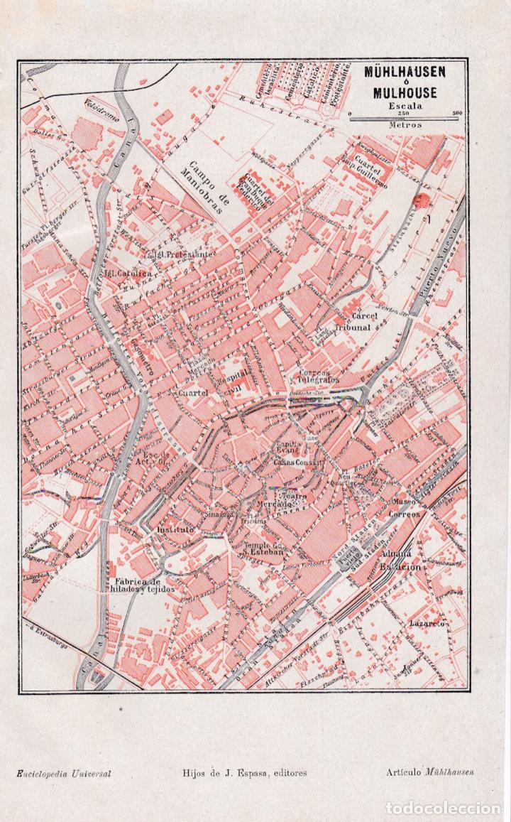 Mapas contempor&aacute;neos: Mapa: M&Uuml;HLHAUSEN * MULHOUSE * Baviera, Alemania *  - 1927