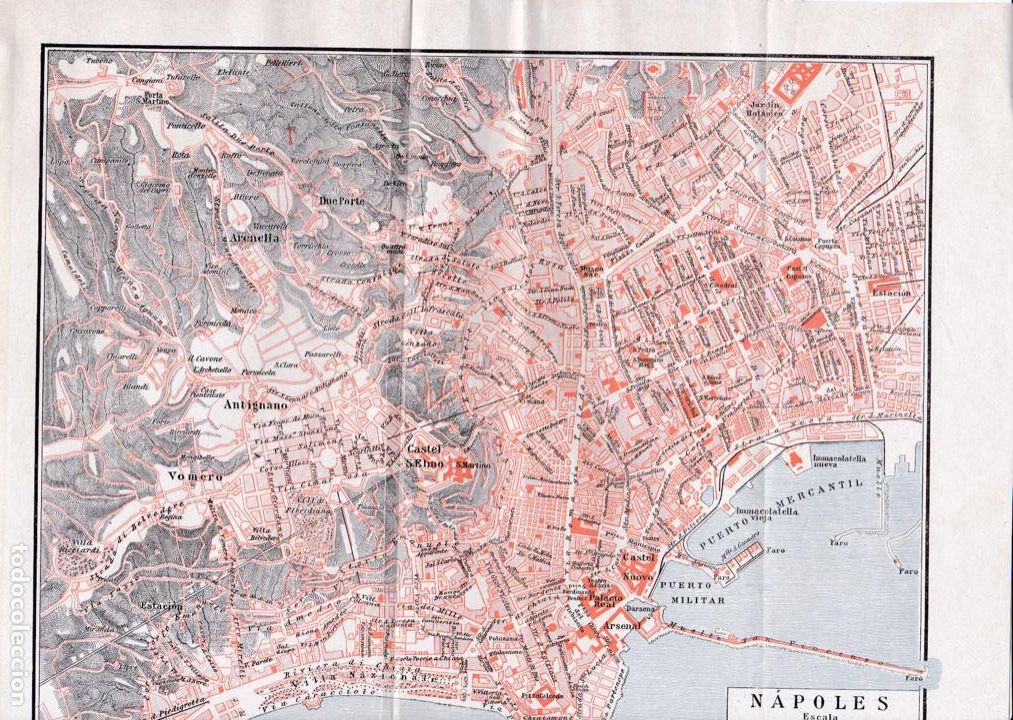 Mapas contempor&aacute;neos: Mapa de N&aacute;poles * ITALIA *  - 1927 - Foto 1