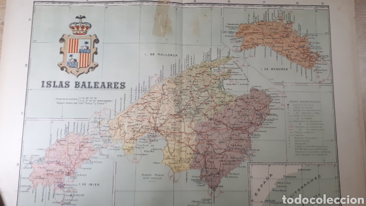 Mapas contempor&aacute;neos: ISLAS BALEARES MAPA A&Ntilde;O 1915 50x37 cms. - Foto 1