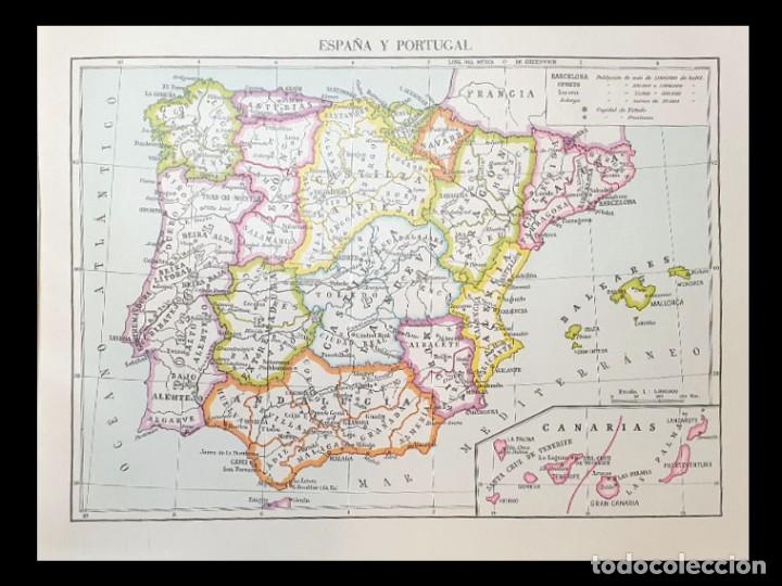 Mapas contempor&aacute;neos: MAPA ESPA&Ntilde;A Y PORTUGAL - EDITADO POR VICENS-VIVES - A&Ntilde;O 1961 - 31 X 23 CENTIMETROS