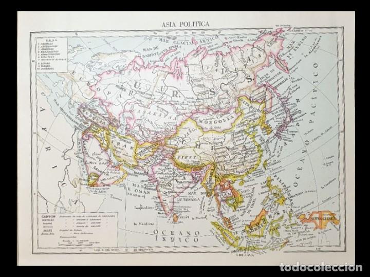 Mapas contempor&acirc;neos: MAPA ASIA POLITICA - EDITADO POR VICENS-VIVES - A&Ntilde;O 1961 - 31 X 23 CENTIMETROS