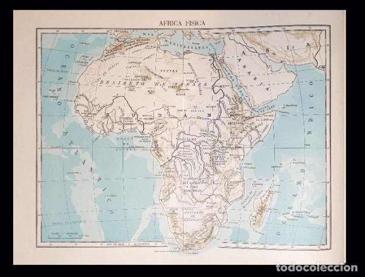 Mapas contempor&aacute;neos: MAPA AFRICA FISICA - EDITADO POR VICENS-VIVES - A&Ntilde;O 1961 - 31 X 23 CENTIMETROS