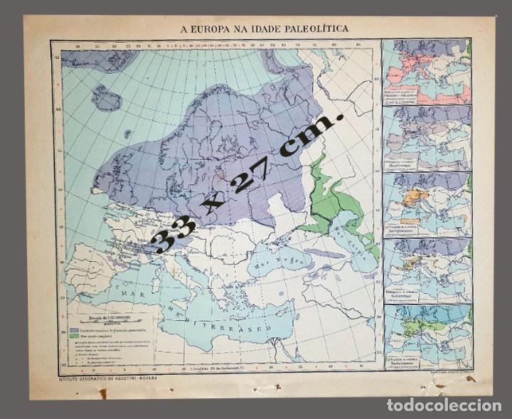 Mapas contempor&aacute;neos: MAPA - EUROPA EN LA EDAD PALEOLITICA - Impreso Instituto Geogr&aacute;fico De Agostini, Novara, 1925