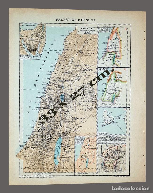 Mapas contempor&aacute;neos: MAPA - PALESTINA Y FENICIA - Impreso Instituto Geogr&aacute;fico De Agostini, Novara, 1925